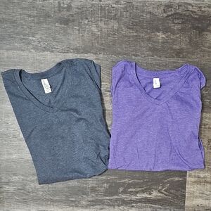 Navy and Purple District Womens V-Neck T-Shirts